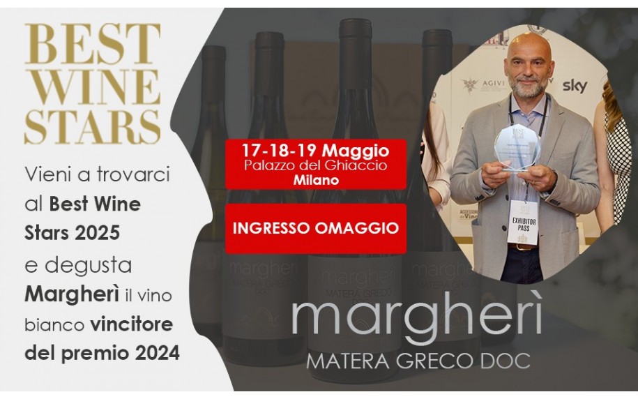 Cantine Mastrangelo a Best Wine Stars 2025 con il suo vino d'eccellenza Margherì