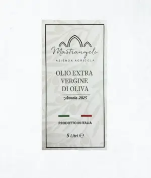Olio di oliva 100% biologico formato 5 litri etichetta fronte