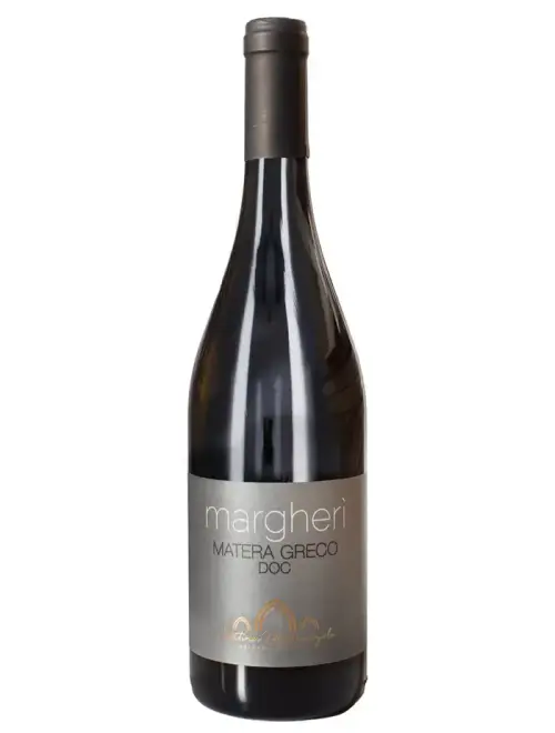 Bottiglia di vino bianco margherì matera greco doc 100% biologico